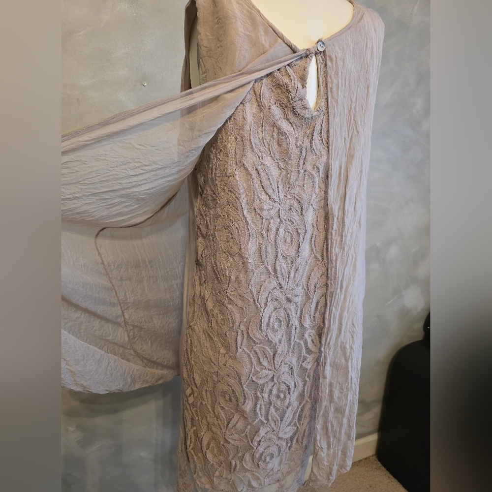 Amanti Made In Italy Lagenlook Swing Tank Tunic Mini Dress Lace Sz M (SILK?) - Picture 5 of 10